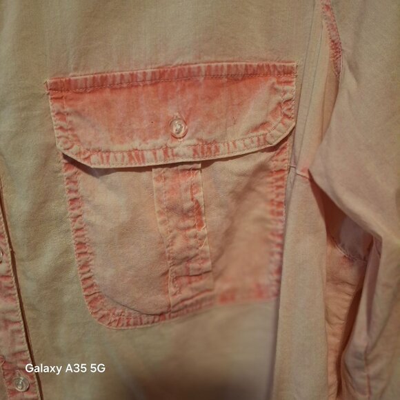 Maurices Womens Button-Down Distressed Faded Lightweight Peach Shirt Size 1 Lg - Picture 5 of 10